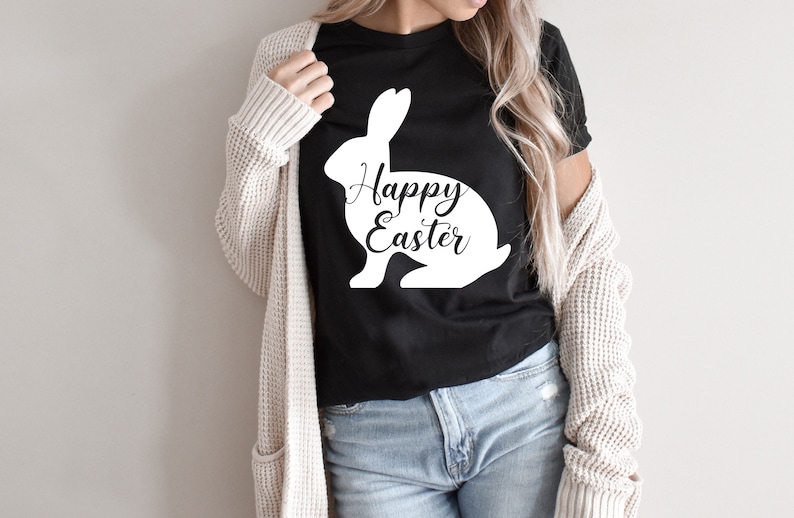 Bunny Ear Shirt Bunny Tshirt Easter Shirt Womens Bunny Shirt Happy Easter Shirt Happy Easter T Shirt