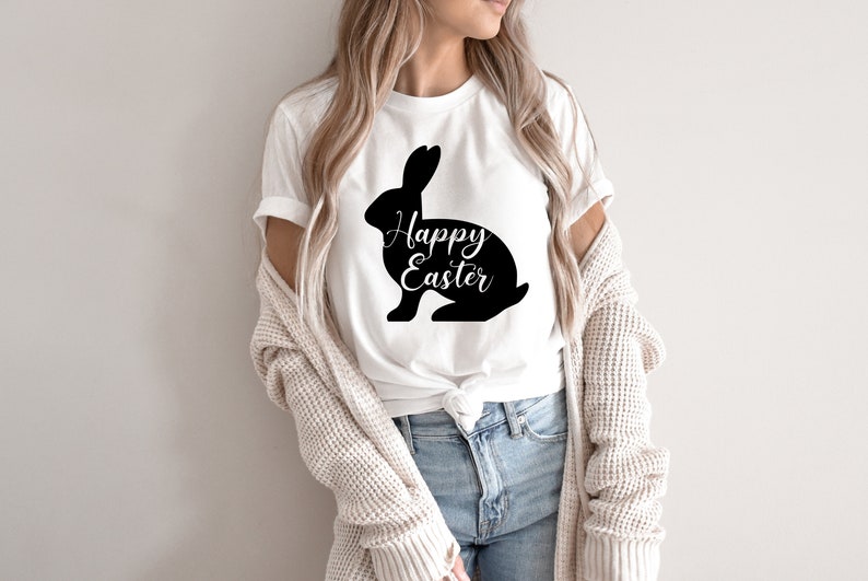 Bunny Ear Shirt Bunny Tshirt Easter Shirt Womens Bunny Shirt Happy Easter Shirt Happy Easter T Shirt
