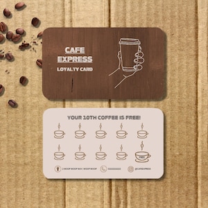 Editable Business Card, Loyalty Card Printable, Cafe Coffee Shop ...