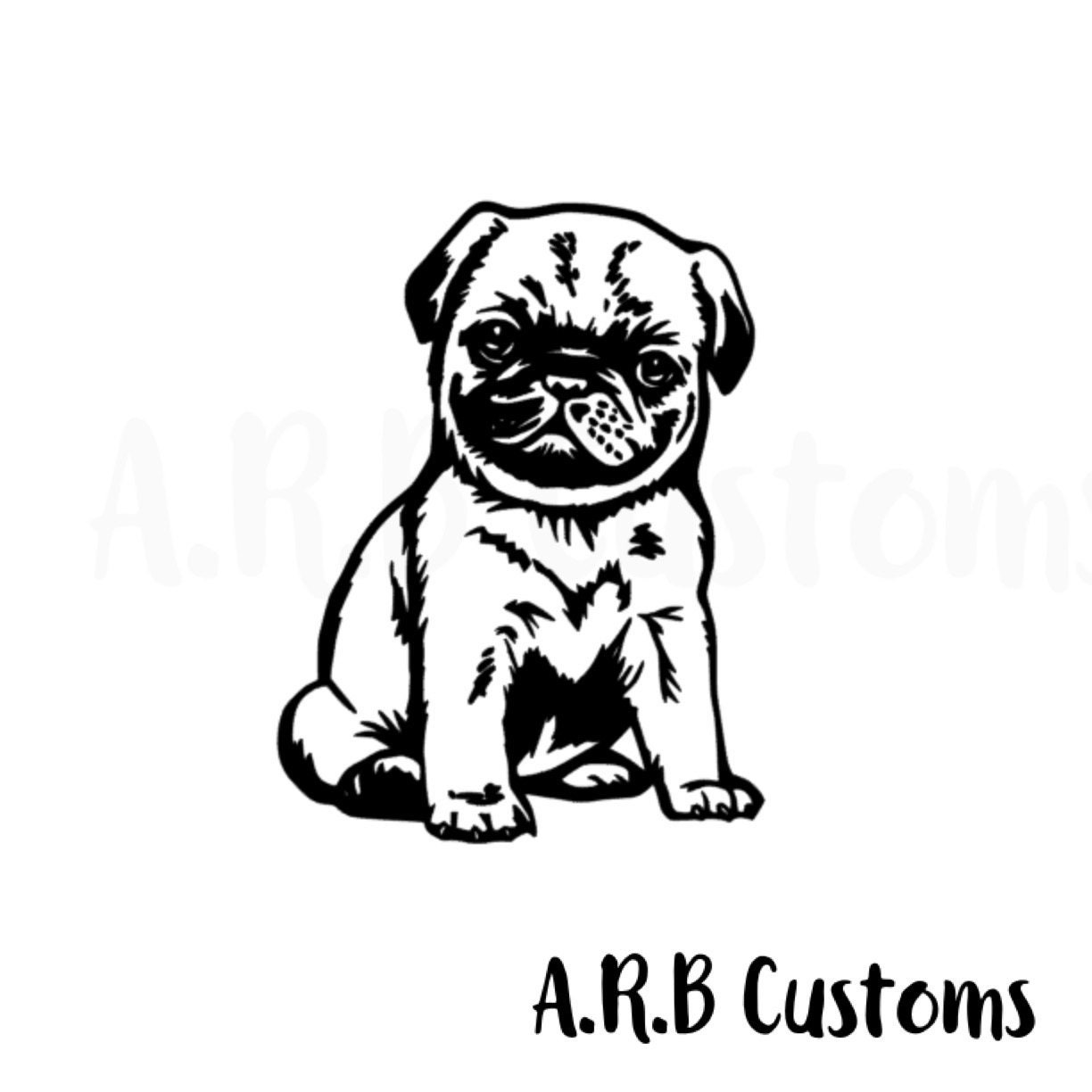 Self Stick Vinyl Decal Cute Pug Puppy Car Bumper Sticker Etsy