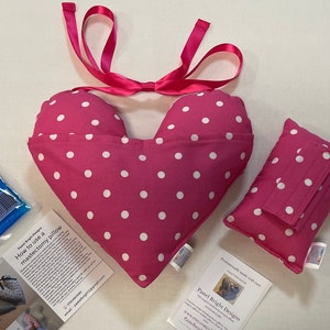 Pink Spot Mastectomy Set Heart Pillow + Seatbelt Pillow + Gel Pk Surgery Recovery Care Package Mastectomy Gift Set Chest / Breast Surgery