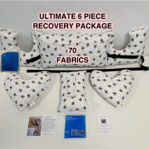 Ultimate Mastectomy Care Package 6 Pc Recovery Gift Set Adjustable L Chest Pillow Heart Surgery Top Surgery Breast Cancer Post-Op 70 Fabrics