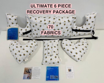 Ultimate Mastectomy Care Package 6 Pc Recovery Gift Set Adjustable L Chest Pillow Heart Surgery Top Surgery Breast Cancer Post-Op 70 Fabrics