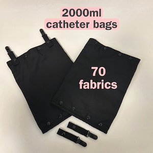 2000ml Catheter Bag Cover + Attachable Tubie Clips Drainage Bag Cover Urine Bag Cover Waterproof or Cotton Lined Popper Bottom 70 Fabrics!