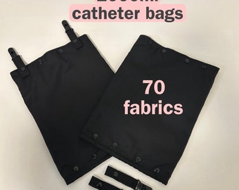 2000ml Catheter Bag Cover Holder + Tubie Clips Drainage Bag Cover Urine Bag Cover Waterproof or Cotton Lined Popper Bottom 70 Fabrics!