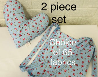 2 Piece Mastectomy Gift 66 Fabrics! Adjustable Lined Drain Bag Mastectomy Heart Pillow Cross body DrainBag Breast / Top Surgery Care Set