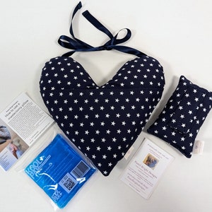 Navy Stars Mastectomy Set Heart Pillow + Seatbelt Pillow + Gel Pk Includes Pocket Surgery Recovery gift Set Chest/Breast Surgery Cushion