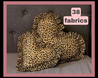 Frilled Pillow Frilled Heart Cushion Heart Plush Pillow Throw Leopard + 38 Other Fabrics! Pillows Decor Plush Pillow With Ruffles 2 Sizes!