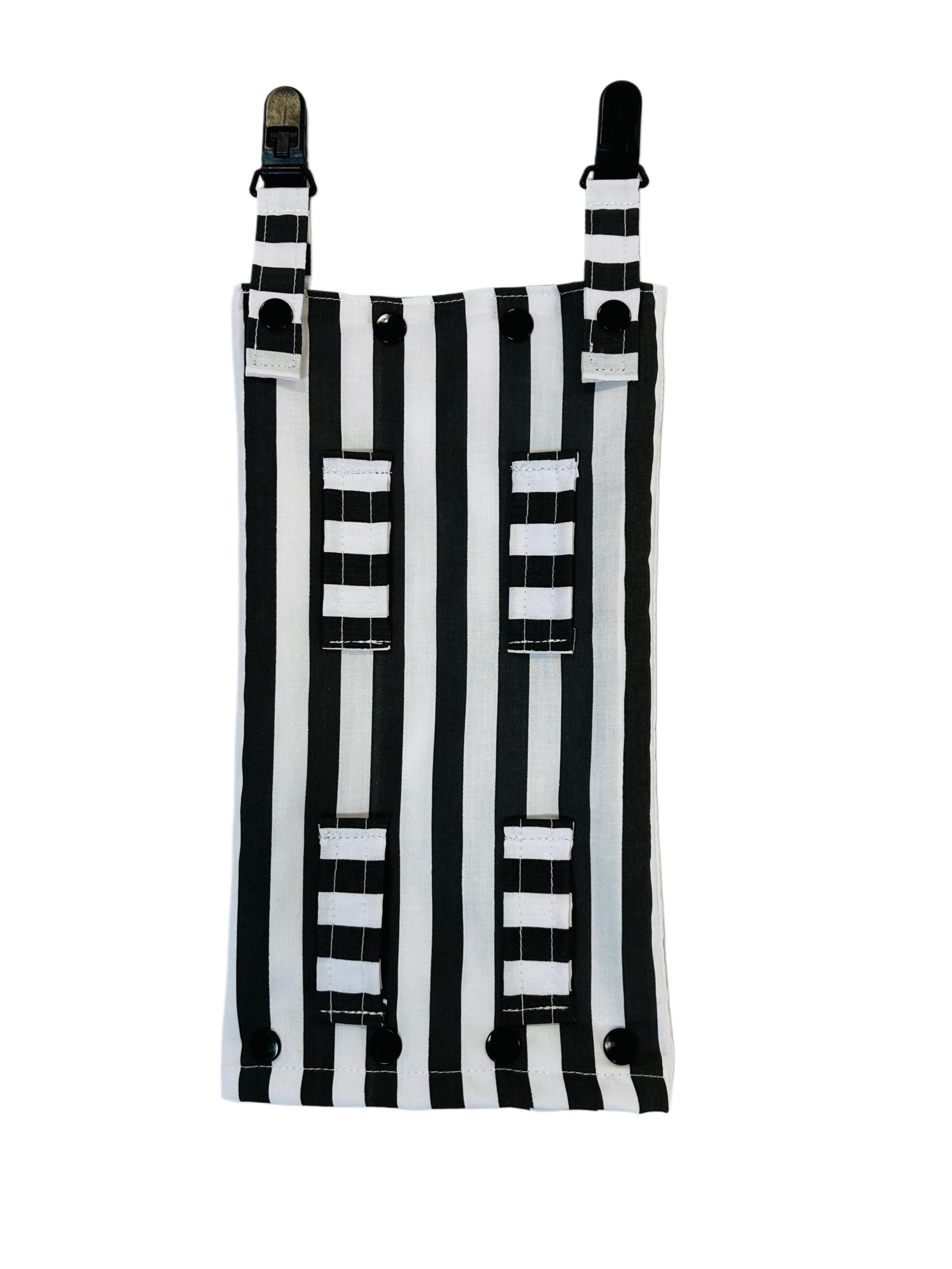 Black & White Stripe Catheter Bag Cover - Waterproof/Cotton Lined + Tubie Clips Drainage Bag Urine Leg Bag Cover Fits 350ml -500ml