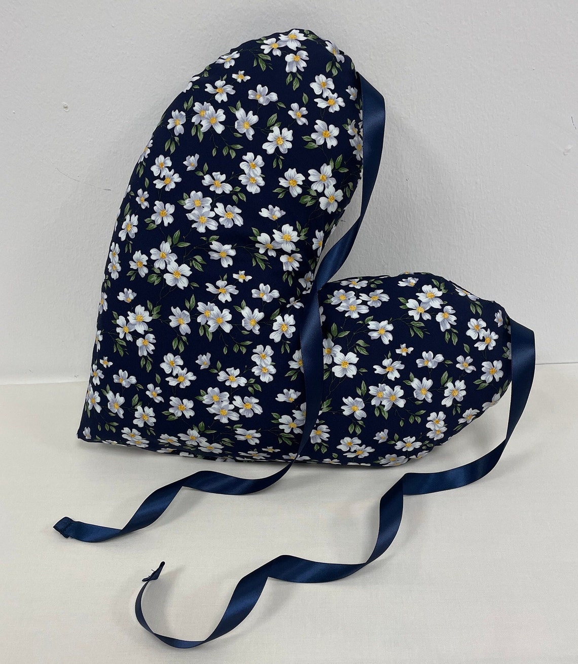 Navy & White Daisies Mastectomy Pillow Large Heart Pillow Etsy