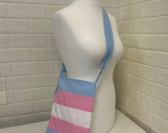 Transgender Bag Trans Gift Pride Gift Drain Bag Pink Blue + White Bag Top Surgery Bag Pride Bag Fully Adjustable & Lined Transgender Flag