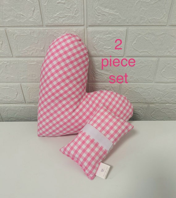 Pink Gingham Mastectomy Gift Set Heart Pillow Seatbelt Pillow