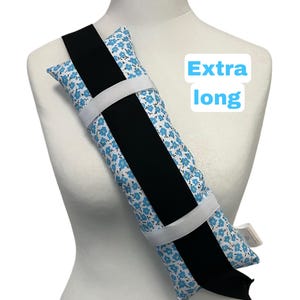 Blue Ditsy Long Seatbelt Pillow 15&quot;X4&quot; Car Pillow Mastectomy Chemo Port Pillow Light Blue  Floral Seatbelt Cushion Pacemaker Travel Cushion