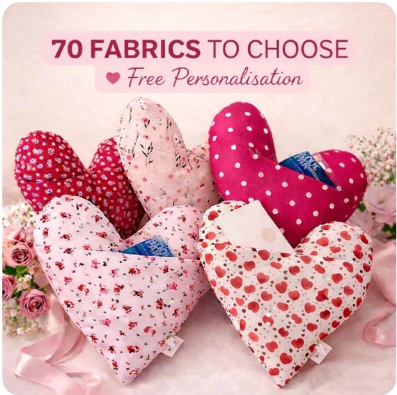 Mastectomy/Lumpectomy Pillow Pocket + Ice Pk Surgery Recovery Lined Post-Op Healing Heart Pillow 70 fabrics Free Embroidered Personalisation