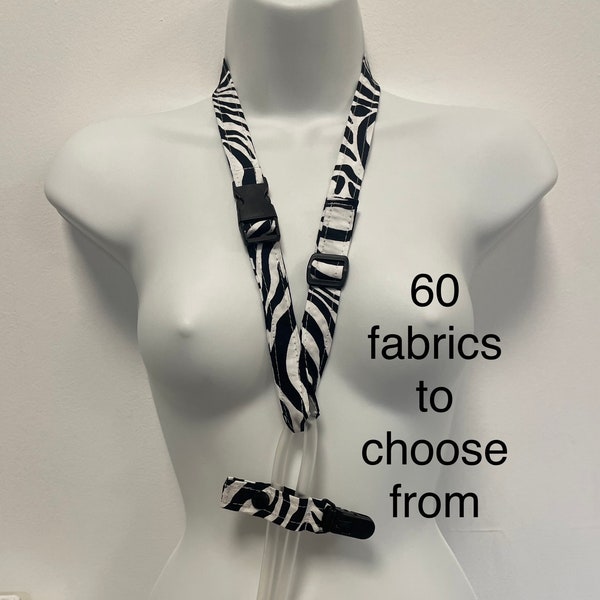 Adjustable Shower Lanyard & Tubie Clip 2 Piece Set Drain Tubes / Drain Bulb Holder Mastectomy / Surgery Gift Set 66 Fabrics! Tubie Clip Set