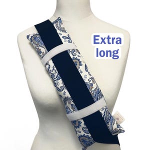 Blue Paisley Long Seatbelt Pillow 15&quot;X4&quot; Car Pillow Mastectomy Chemo Port Pillow Blue, Grey & White Seatbelt Cushion Blue Travel Cushion