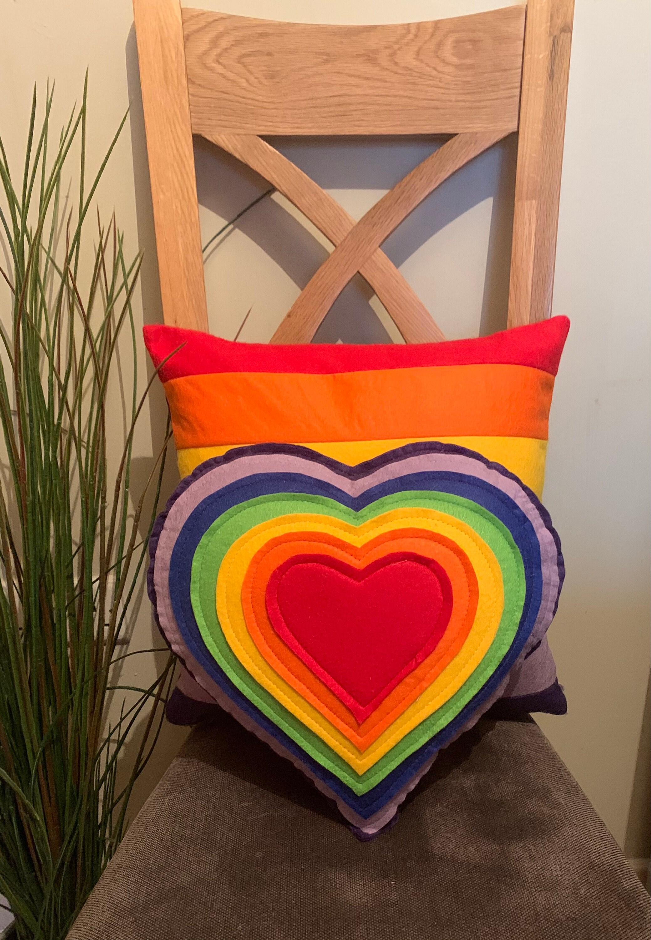 Rainbow Square Cushion. Rainbow Stripe Cushion With Pad. Etsy