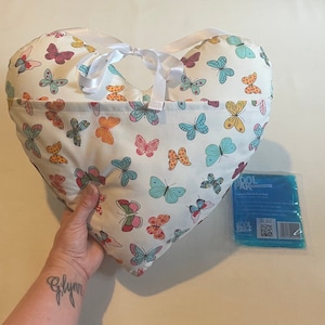 Butterfly Large Mastectomy / Lumpectomy Handmade Pillow Pocket + Ice Pack Surgery Recovery Pillow Post Surgery Chest Surgery Heart Cushion