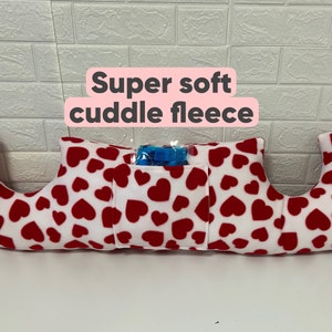 Mastectomy Pillow Red Hearts Cuddle Fleece Long Post Surgery Recovery Pillow Pocket & Gel Pk Hug Cushion Double Mastectomy Gift Top Surgery