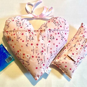 Pink Mastectomy / Lumpectomy Heart Pillow Pocket Ribbons! Surgery Recovery PIllow Chest Surgery Seatbelt pillow DrainbagTop Surgery Cushion