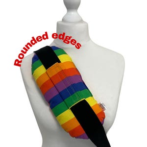Rainbow Larger Seatbelt Pillow With Rounded Edges Quality Car Pillow Mastectomy Gift Chemo Port Pillow Seatbelt Cushion Striped Belt Pillow