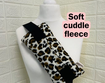 Large Leopard Soft Fleece Seatbelt Pillow Leopard Seatbelt Pillow Medical Chemo Port Pillow Gift* Travel Pillow Seatbelt Cushion Travel Gift