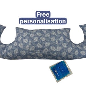 Blue Mastectomy Pillow Pocket Ice-pk Post-Op Personalised Hug Cushion Breast Top Surgery Heart Surgery Hysterectomy Feathered Blue Leaves