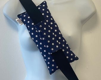 Almohada con cinturón de seguridad Navy & White Stars, almohada de viaje, almohada quirúrgica, almohada para puerto médico, almohada para cinturón de seguridad de quimioterapia, cojín para cáncer, almohada para mastectomía