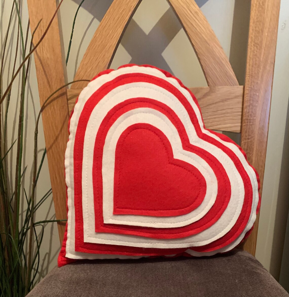Red Heart Shaped Layered Cushion. Handmade Decorative Cushion Etsy