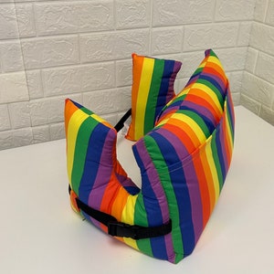 Rainbow Adjustable Mastectomy Long Pillow Fully Lined Surgery Hug Pillow With Straps Chest / Top Surgery Breast Cancer Pillow Post-Op Gift