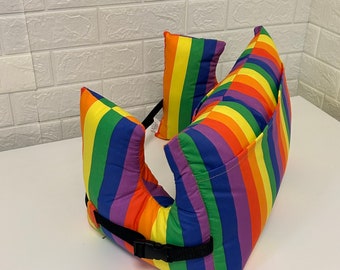 Rainbow Adjustable Mastectomy Long Pillow Fully Lined Surgery Hug Pillow With Straps Chest / Top Surgery Breast Cancer Pillow Post-Op Gift