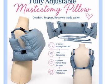 Ultimate Adjustable Mastectomy Pillow 4 Pockets! Surgery Hug Pillow Post-Op Double Mastectomy Heart & Chest Surgery Recovery