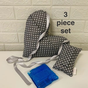 Grey Mastectomy Set Heart Pillow + Seatbelt Pillow + Gel Pk Surgery Recovery Pillow Gift Set Lumpectomy Gift Breast / Chest Post-Op Cushions