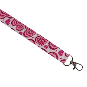 Pink Hearts Lanyard Pink & White Lanyard Neck Lanyard Safety Breakaway + lobster Clasp Lanyard Neck ID Holder Strap Office School University