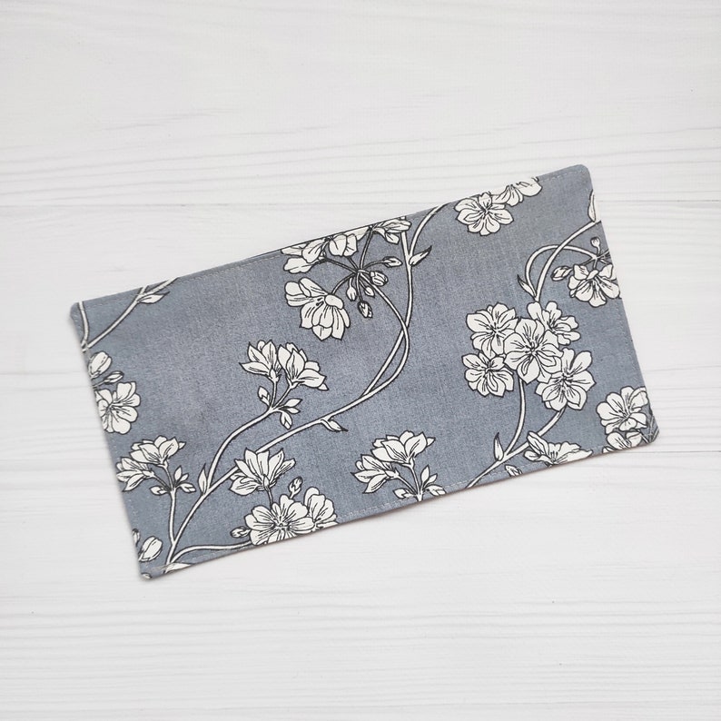 Cotton Organizer for Panty Liners. Gray Pad Storage Bag With Flowers