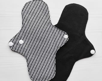 Serviette menstruelle réutilisable en coton biologique, zéro déchet avec ailes