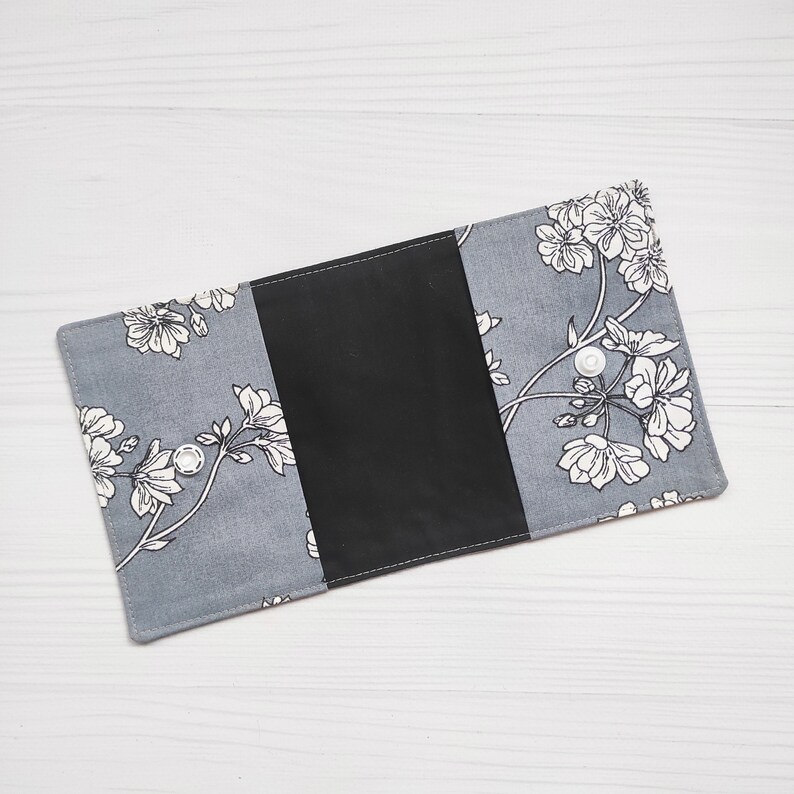 Cotton Organizer for Panty Liners. Gray Pad Storage Bag With Flowers
