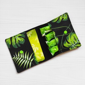 Pad opbergtas met bladeren. Bloemig menstruatiezakje. Katoenen inlegkruisjes tas. Maandverband geval. Handige tampons organizer.