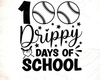 100 Days of School Baseball SVG: Funny Boys Kids School Shirt Design, Digital Download