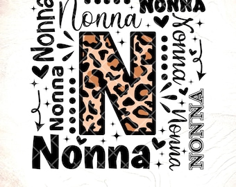 Nonna Leopard Print SVG: Grandma Shirt Design,Cricut Cut Files, Digital Download