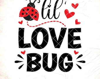 Lil' Love Bug SVG：バレンタインデーのてんとう虫デザイン、Cricutカットファイル、デジタルダウンロード