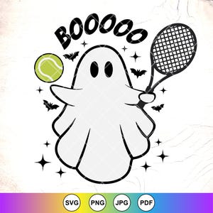 Tennis-Svg, Geist Tennis-Halloween-Svg, Sport-Halloween-Svg, Sport Geist niedlich SVG, Geist-Halloween-Clipart, Sofort-Download-Dateien für Cricut