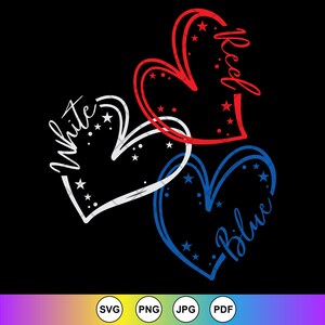 7 月 4 日 SVG、ハートの赤白青 SVG、愛国的なシャツ SVG、自由 SVG、アメリカの SVG、独立記念日 SVG、Cricut 用のファイルの即時ダウンロード
