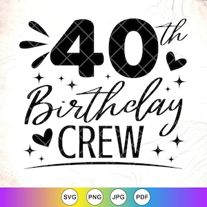 40° Compleanno Crew SVG, 40° Compleanno SVG, 40 anni SVG, Divertente regalo di compleanno, 40° Compleanno Regina SVG, File di download istantaneo per Cricut