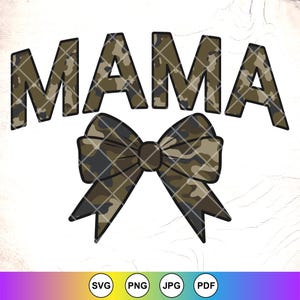 Mama Camo Coquette Bow SVG, svg filles Camo Bow, saison de chasse svg, svg filles Huting, svg Camo Hunting Mama, fichiers à téléchargement immédiat pour Cricut