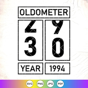 30º aniversário Svg, Oldometer 30 anos Svg, 30º aniversário Svg, presente de aniversário engraçado, 30º aniversário svg, arquivos de download instantâneo para Cricut