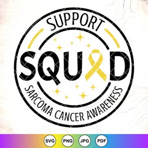 Support Squad Sarcoma Cancer Awareness SVG: geel lint, Cricut Cut-bestanden, digitale download