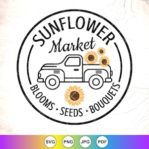 Sunflower Market Sign Svg, Fall door decor, Sunflower Truck svg, Autumn svg, welcome sign, Rustic fall svg,Instant Download Files for Cricut