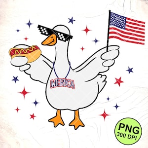Lustige 4. Juli Gans PNG: Vaterländische Clipart, Gans Design, PNG Sublimation, digitaler Download