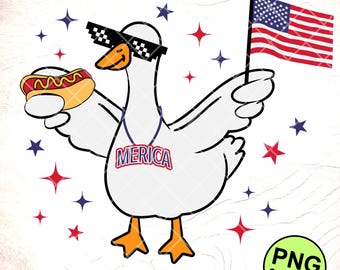 Funny 4th of July Goose PNG: Patriotic Clipart,Goose Design,PNG sublimation,Digital Download